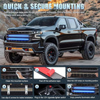 Nilight 2PCS 24 inch Truck Grille Strobe Lights Strip 384 LED Emergency Light Blue Flexible Side Flashing Warning Caution Safety Waterproof Lighting Kit for Trucks Tow Plow Construction Vehicles