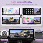 CARPURIDE W903S3 9.3 Inch HD Wireless Carplay & Android Auto Screen, 4K Front + Wired 1080P Rear + Infrared Camera, with Loop Recording, Bluetooth, Voice Control, GPS, FM, Super Link, 64GB TF