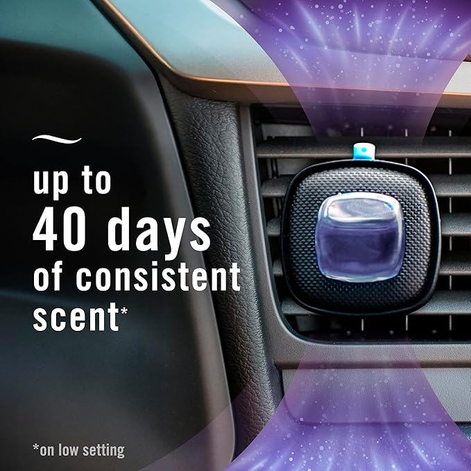 Febreze AUTO Air Freshener, Odor-Fighting Automotive Vent Clip, Lush Scent, 8 Count