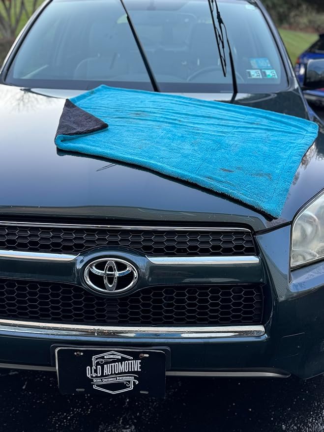 1600gsm MEGA Scratch Free XL Ultra Absorbent Blue Microfiber Professional Car Drying Towel, Twisted Loop 24" x 36" for Detailing Cars (1)