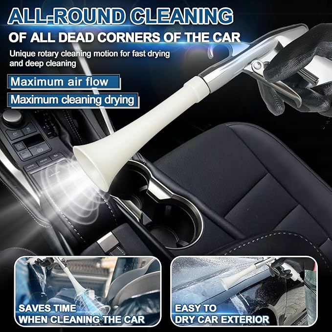 PARAROSE Car Detailing Cleaning Gun,Car Detailing Kit Interior Cleaner,High Pressure Blower Gun,Car Detailing Tools for Car Quickly Blasts Dirt and Dust Works with Air (White)