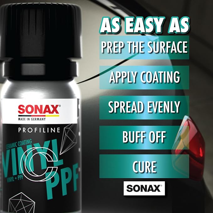 SONAX Profiline PPF + Vinyl Ceramic Coating | Long-Lasting 3-Year Protection for Paint Protection Film & Vinyl Wraps | Enhances Color | Safe for Glossy & Matte Finish | Easy to Apply | 279000 | 50 ml