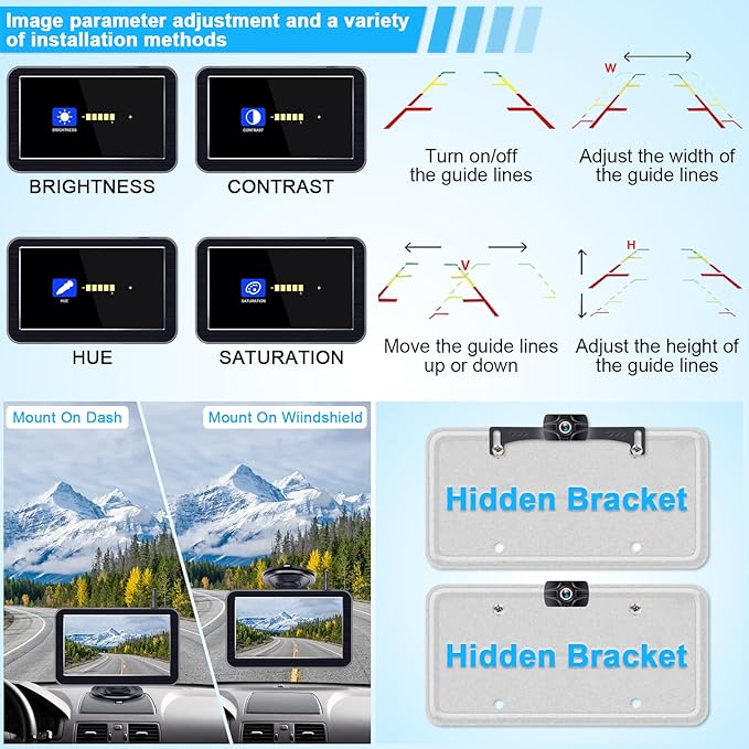 HD 1080P 7 inch Wireless Backup Camera for Truck: 15-Min Easy Install 0.01 Lux Starlight Clear Night Vision Rear View Camera for Pickup SUV Car Parking Safety Assistance