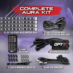 OPT7 Aura Engine Bay RGB Light Kit with Remote Control, 4 pc 24" Waterproof Underhood LED Strips, Multi Color Mode, Exterior Neon Accent Glow Lights for Truck F150 Tacoma Tundra 4Runner Dodge Durango