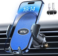 HTU 【Military-Grade Car Phone Holder,【Strongest & Longest Steel-Hook】 Car Vent Mount, Handsfree 360° Adjustable Automobile Cradle Air Clip Stand for iPhone 17 16 15 14 Pro Max Samsung (Light Blue)