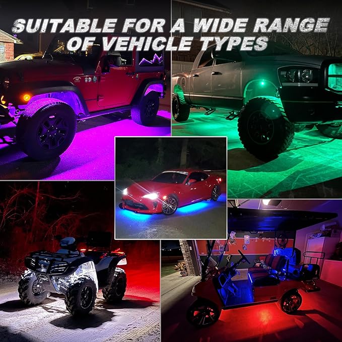 2 Pods Replacement Damaged Pod for Segmented Metal RGB LED Rock Lights 12v Underglow Light Multicolor Waterproof Neon for Jeep Trucks ATV UTV Golf Cart Offroad Pickup RZR SXS