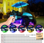 10L0L 6PCS Golf Cart Underglow LED Light Strip Kit with Canopy Lights, 22 Dream Color Modes Underglow LED Light Strip Control Music Sync IP67 12V-80V Input for Yamaha EZGO Club Car