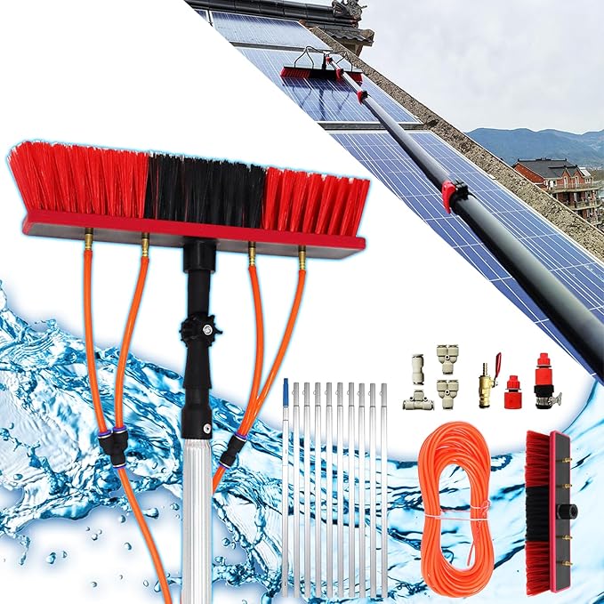 59ft Telescopic Window Cleaning Pole Kit - Water Fed Brush for Trucks Boats Cars Solar Panels Conservatories - Extendable Hose-Fed Cleaning Equipment