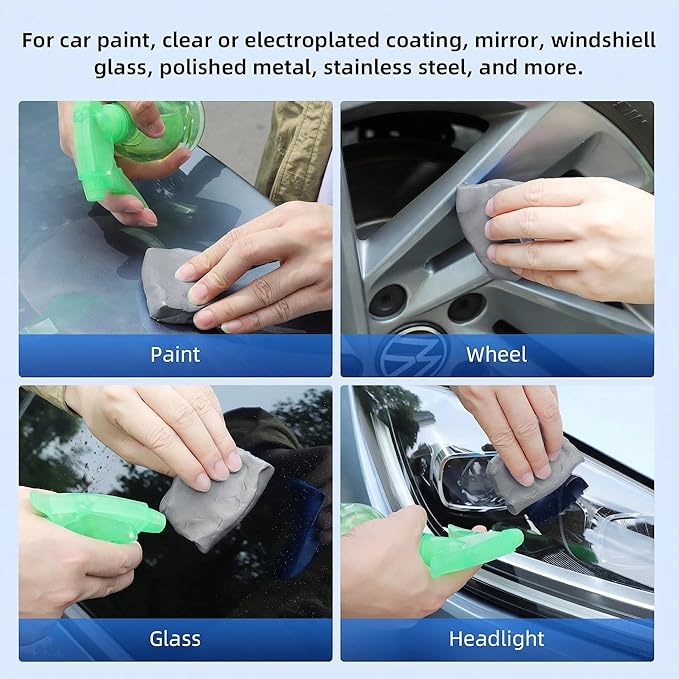 IPELY 4 Pack 100g Gray Clay Bar, Premium Clay Bars Auto Detailing Kit, Car Clay Bar for Car Wash, Magic Clay Bars Cleaner Remove Contaminants for Professional Car Detailing Clean