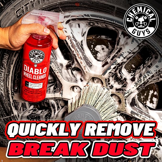 Chemical Guys CLD_998_1602 Sprayable Diablo Wheel Cleaner (Safe on All Wheel & Rim Finishes),16 oz (2 Pack) + MIC_506_03 Premium Microfiber Towels, Gold (16 Inch x 16 Inch) (Pack of 3)