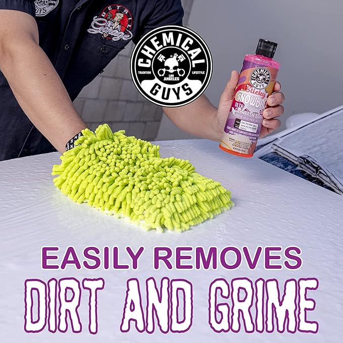 Chemical Guys CWS21564BK Car Wash Detailing Bucket, Mitt & Accessories Bundle (6 Items) Featuring Sticky Snowball Ultra Snow Foam Car Wash Soap 64 oz (.5 Gal) - Works on Cars, Trucks, SUVs, RVs & More