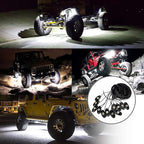 OPP ULITE White LED Rock Lights Kit, 12 Pods Underglow for Jeep Offroad Truck Car ATV SUV Boat Motorcycle Vehicle Under Body Glow Lamp Trail Fender Lighting (12pods Rock W)