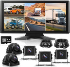 10.36" Wired Backup Camera System for Truck RV Trailer, 5 Channel Dash Cam with 5 1080P Cameras, Touch Screen Monitor, No Delay Signal, DVR Loop Recording, Smart BSD Alerts, IP69 Waterproof, 64GB