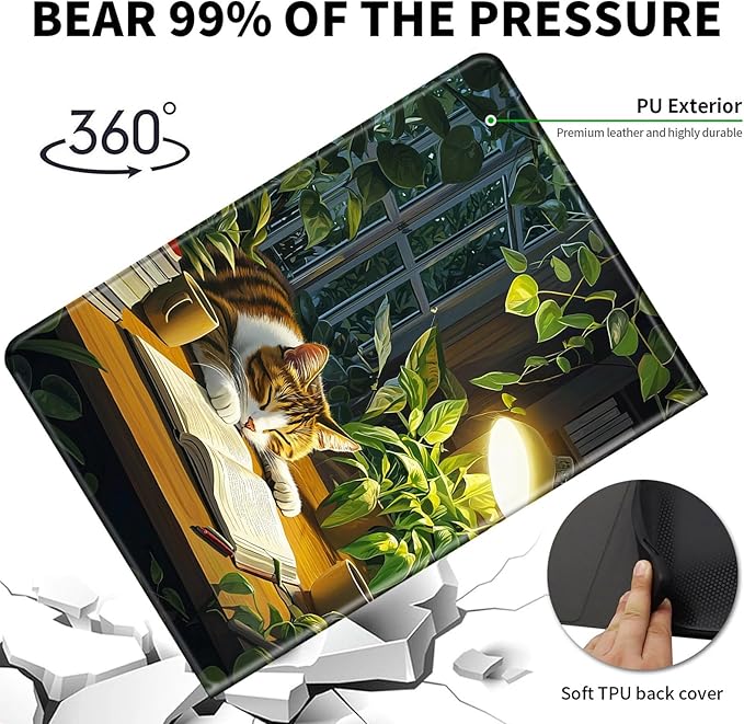 Case for Kindle Scribe,PU Leather Cute Slim Folio Adjustable Stand Cover with Auto Wake/Sleep for Amazon Kindle Scribe Cover 10.2 Inch (2024/2022 Release),Cute Cat Plant
