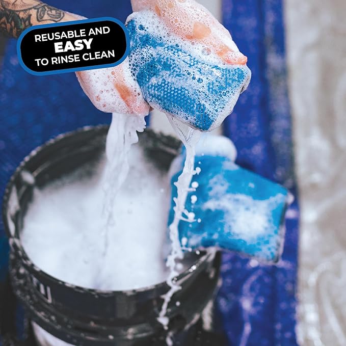 The Rag Company - Ultra Clay Scrubber - Fast and Effective Removal of Paint Contaminants, Light Overspray, and More; Dual Sided Design for Scrubbing and Clay Work; Deep Clean Glass (2-Pack)