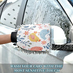 YETTASBIN Chicken 2PCS Car Wash Mitts, Ultra Absorbent Chenille Microfiber Car Washing Gloves, Scratch-Free Lint-Free Auto Cleaning Mitt, Machine Washable Elastic Cuff Car Wash Sponge