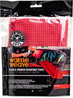 Chemical Guys Waffle Weave Glass & Window Microfiber Towel - Red 24 x16 Inch Scratch-Free Detailing Cloth for Cars, Trucks, SUVs & Home, Streak-Free Cleaning for Glass, Mirrors & Windows