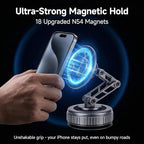 Vacuum Suction Car Phone Mount [80LBS Strong Suction & 3-Section Long Arm] Magnetic Dashboard Holder for Car, 360° Rotation Stand with Metal Ring for iPhone 17 16 15 14 13, Samsung & All Phones