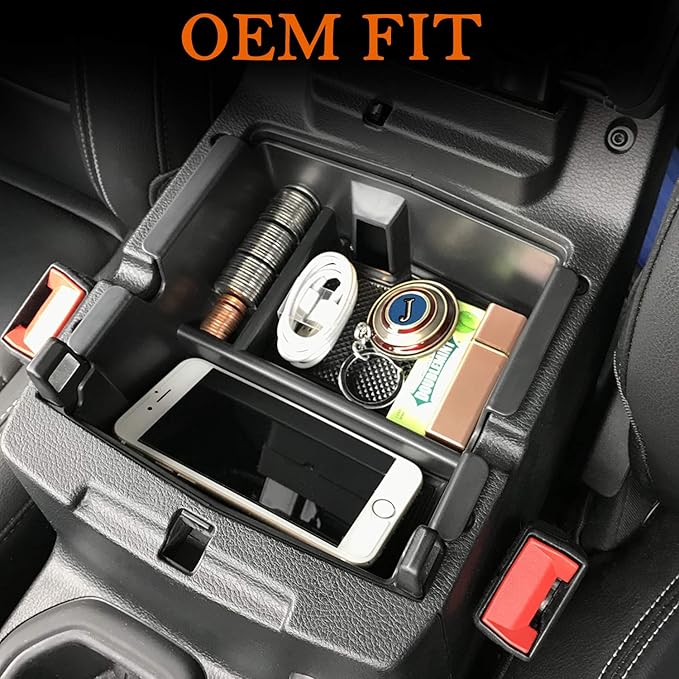 Compatible with Center Console Organizer Tray Jeep Wrangler JL/JLU 2018-2021 2022 2023 2024 2025 2026 and Jeep Gladiator JT Truck 2020-2023 2024 2025 2026 Insert Armrest Accessories (Not for JK/JKU)
