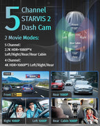 Neideso 5 Channel 360° Dash Cam Front and Rear, 2.7K + 4*1080P, STARVIS 2 Sensor, AI Driver Fatigue Alert, 5GHz WiFi GPS Car Dash Camera, HDR Night Vision, Free 128GB Card, 24H Parking Mode, N900Ultra