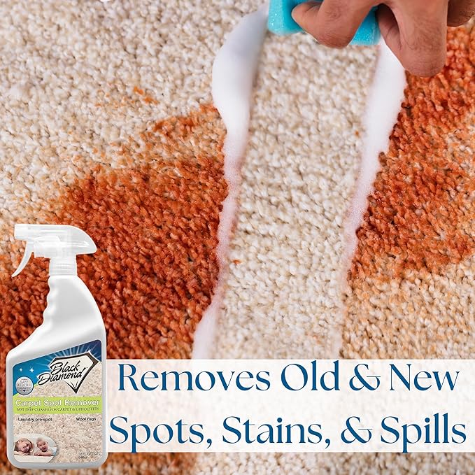 Black Diamond Stoneworks Carpet & Upholstery Cleaner: Fast Acting Deep Cleaning Spot & Stain Remover Spray Also Works Great on Rugs, Couches and Car Seats (1-Quart/1-Gallon)