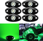 6 Pods LED Rock Lights, Ampper Waterproof LED Neon Underglow Light for Car Truck ATV UTV SUV Offroad Boat Underbody Glow Trail Rig Lamp (Green)