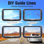 Rohent Backup Camera Monitor HD 1080P Night Vision Waterproof Car Truck License Plate Back Up Rear View Reverse Cam Kit DIY Gridlines R1