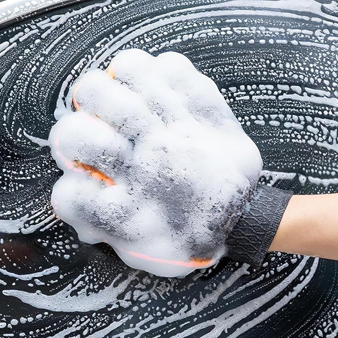 Scratch Free Car Wash Mitt, Coral Fleece Mitts, Five Finger Wash Glove Tool, Men Women Car Truck SUV, Automotive Vehicle Exterior, Home Kitchen Cleaning Supply