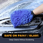 2Pack Premium Car Wash Mitt, Scratch-Free 2-in-1 Dual-Side Chenille Microfiber Gloves for Auto Detailing, Safe on Paint, Glass, Chrome – for Cars, Trucks, SUVs, RV & Motorcycle (Blue)