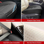 BOPUOVRE Car Seat Cover for Luxury & Comfort - PU Leather, Anti-Slip, Full Wrap Protection with Storage Pocket for Bottom Cushion - Universal Fit for 95% of Vehicles (Black,2 Piece)