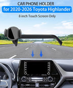 Magnetic Car Phone Mount for 2020-2026 Toyota Highlander Accessories, for MagSafe Strong Magnets Cell Phone Holder 8-Inch Touch Screen Cradles, with Portable Phone Gripper 360° Rotation