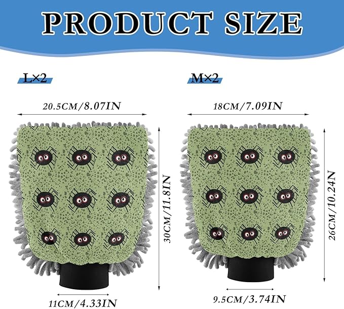 Qilmy Halloween Pattern Microfiber Chenille Car Wash Sponge Scratch Free Car Wash Mitt Absorbent Mitt Sponge for Trucks SUVs Car Washing Home Cleaning, Medium