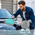 2 Pack Premium Microfiber Chenille Car Washing Mitt, Dual Sided Wash Gloves, No Scratch, Lint Free Washing and Detailing for Car Washing and Detailing (Teal Colored)