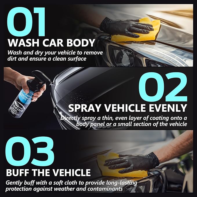 Premium Ceramic Coating for Cars- Extreme Hydrophobic Top Coat Polish & Car Coating Spray, Suitable for cars, pickup trucks, RVs, motorcycles, etc. Fast Application for Long-Lasting Shine & Protection