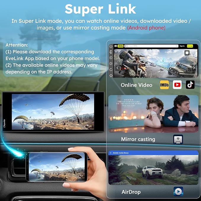 CARPURIDE W125S 11.26 Inch HD Wireless Carplay & Android Auto Screen, 4K +1080P+1080P Dash Camera for Cars with 64GB Card, with Loop Recording, Bluetooth, Voice Control, GPS, FM, Super Link