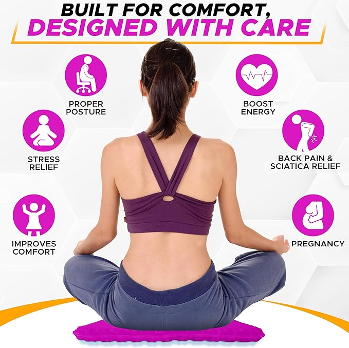 EcoNour Gel Seat Cushion for Long Sitting (Large & Thick) - Pressure Relief Honeycomb Cushion for Back, Sciatica, Coccyx, Hip & Tailbone Pain | Cushion for Office Chair pad, Wheelchair & Car