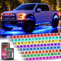 Nilight 8Pcs RGBW Aluminum Underglow Neon Accent Strip Lights 252LEDs Door Assist Multi Color DIY Sound Active Function Music Mode with APP and Remote Control Underbody Light Strips for Car Truck RV