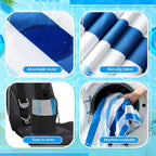 Hahafelt 2 Pack Car Seat Towel Covers with Storage Bag, 63 x 32 Inch Universal Non Slip Waterproof Sweat Protector for Car Truck, Gym Swimming Running, Machine Washable (Blue Vertical Stripes)