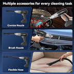 Sonashi 2-in-1 Car Vacuum Cleaner & Tire Inflator - High Power Portable Vacuum with Digital Tire Pressure Gauge, LED Light, Multifunctional Nozzle for Car Interior Cleaning & Emergency Tire Inflation