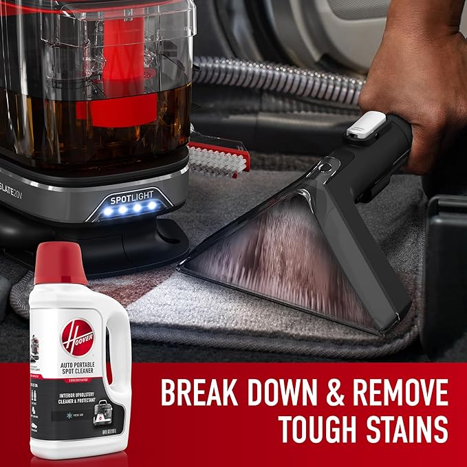 Hoover Auto Portable Spot Cleaner Solution, 64 oz., Fresh Car Scent, Car Interior Upholstery Cleaner and Protectant, Tackles Tough Stains and Pet Messes, Designed for Hoover CleanSlate Spot Cleaners
