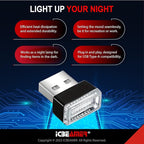 ICBEAMER USB Type-A LED Night Light 2-Pack (White) | Plug-in Universal Fit Automotive Accessory for Car Interior and Trunk Ambient Atmosphere Lighting