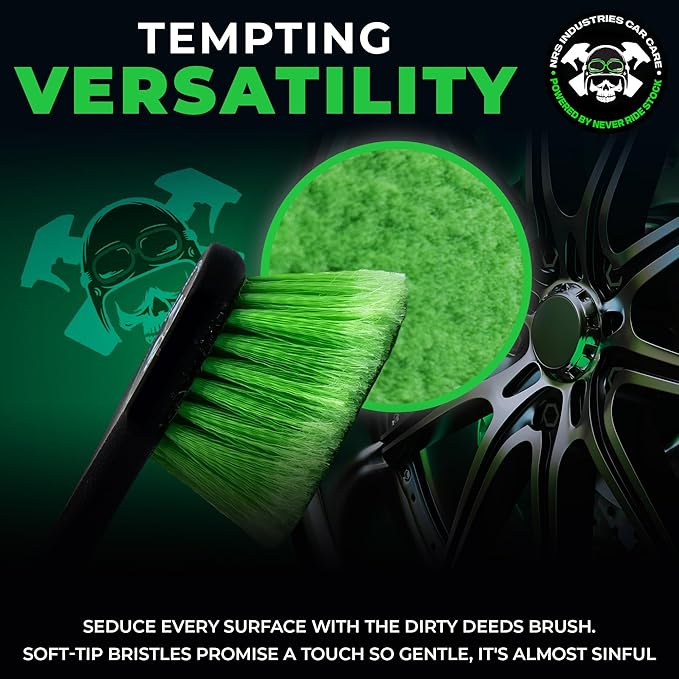 Dirty Deeds Wheel & Exterior Car Cleaning Brush | Soft Bristle Scrubber | Safe for Paint, Trim & Rims | Ergonomic Comfort Grip for Precise Detailing | Deep Cleaning | Scratch Free