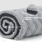 Greenfound Microfiber Towel for Cars, 1000GSM Car Drying Towel, Double Twist Pile & Edgeless Design, No Streaks, Scratches, or Water Spots, Soft and Absorbent, 18"×24", Wave Silver&Grey