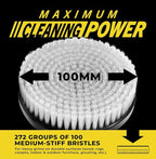VViViD Power Drill Brush Attachment + Backing Plate, 4” inch / 100mm Diameter Surface Area, Medium-Stiffness Bristles