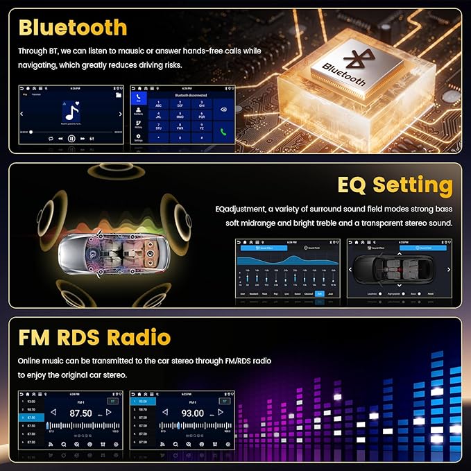 4+64GB Android 15 Car Stereo for Hyundai Santa Fe 2013-2017 Wireless Carplay Android Auto, 9 Inch Incell Touch Screen Car Stereo with GPS, Backup Camera, Bluetooth, FM/RDS, EQ, WiFi, SWC