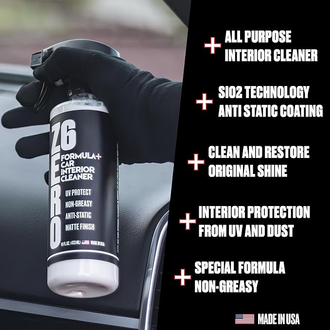 Zero Six - SiO2 Ceramic Interior Cleaner Spray W Microfiber- UV Protection-Anti Static- Anti-Stick Properties | Restores Rubber, Plastic, & Vinyl | Water-Based. Natural Shine