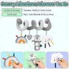 FPVERA Car Seat Toys for Babies 0-6 Months: Travel Baby Toy for Soft Hanging Toys for Carseat, Spiral Stroller Activity Toy Plush for Infant Boys Girls, Grey Fox