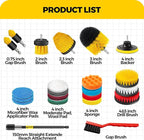 Holikme 22Pack Drill Brush Attachments Set,Scrub Pads & Sponge, Buffing Pads,Power Scrubber Brush,Car Polishing Pad Kit,Wax Applicator Pad,Car Cleaning Kit,Masonry Brushes,Cleaning Supplies