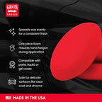 Griot's Garage Hand Wax Applicators, Foam Car Detailing Pads for Smooth Application of Waxes, Polishes, Dressing, Protectants, and More, Machine-Washable and Reusable, Red, Set of 3