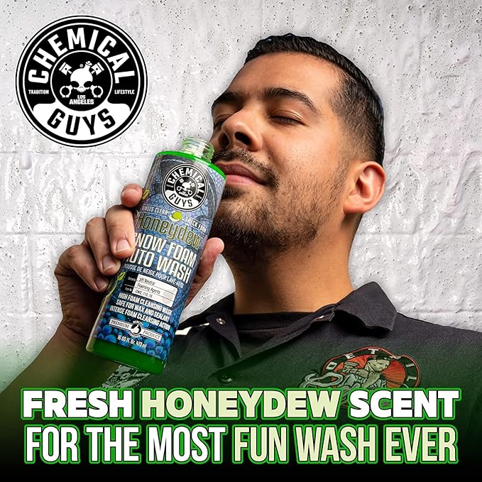 Chemical Guys CWS_110BK Car Wash Detailing Bucket, Mitt & Accessories Bundle (6 Items) Featuring Honeydew Snow Foam Car Wash Soap, 128 oz (1 Gallon) - Works on Cars, Trucks, SUVs, RVs & More